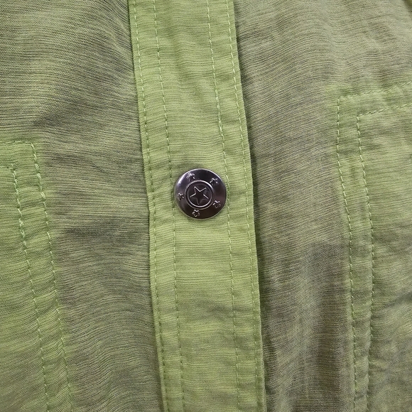 Cj Banks Lime Green Roll Tab Sleeve Hem Drawstring Light Shacket Womens - Picture 7 of 13